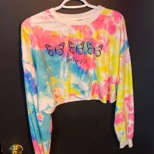 Multicolor butterfly crop top